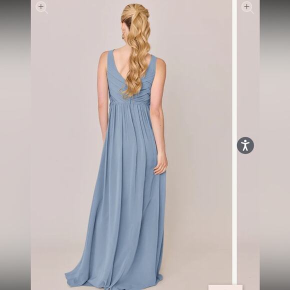 Revelry Zoe Chiffon Blue Ruched Sweetheart Gown Size 4 - Picture 3 of 6